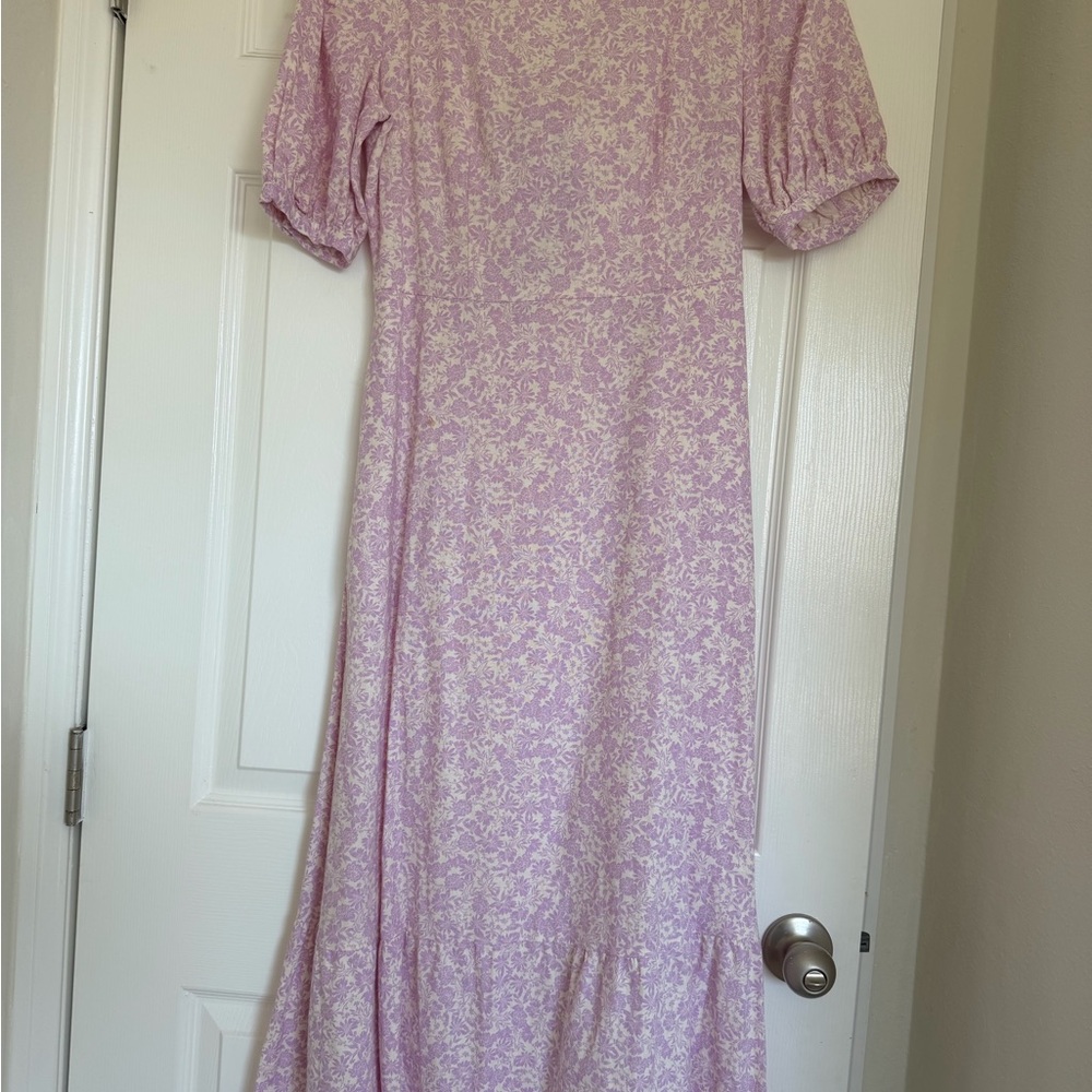 Who What Wear Lavender Floral Midi Dress
